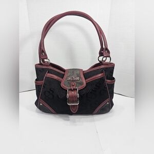 Sophia Caperelli.Stylish Black and Burgundy Handbag